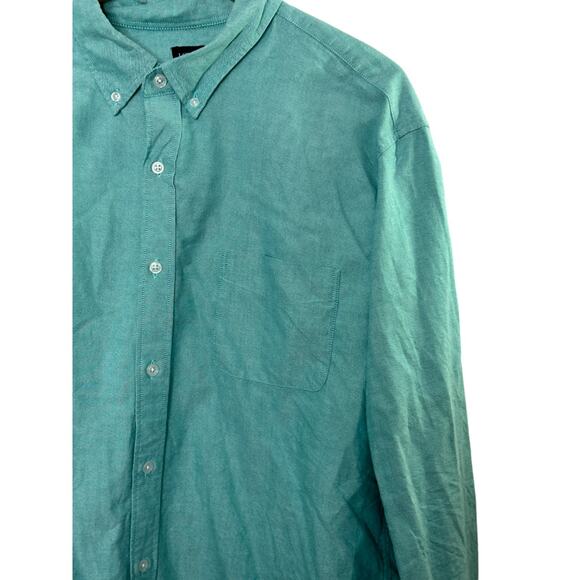 J. Crew Flex Green Long Sleeve Button-Up Shirt Men's XL 17-17.5 - Picture 4 of 6